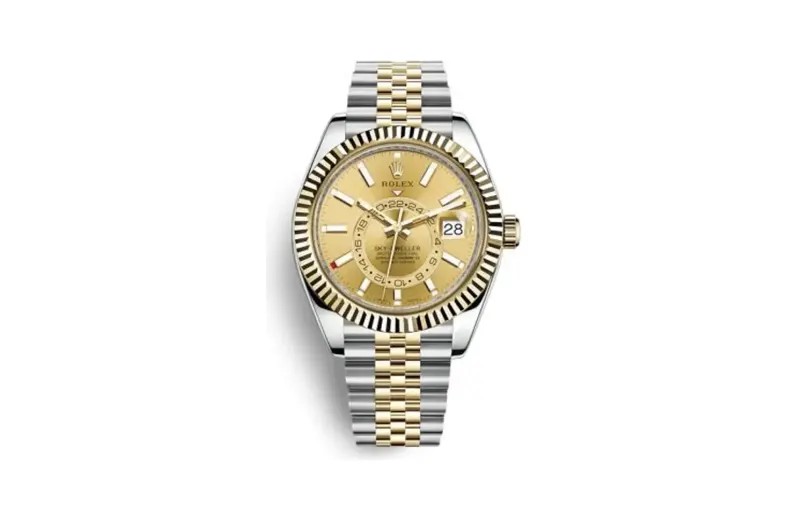 Rolex Sky-Dweller Stainless Steel / Yellow Gold / Champagne / Jubilee
