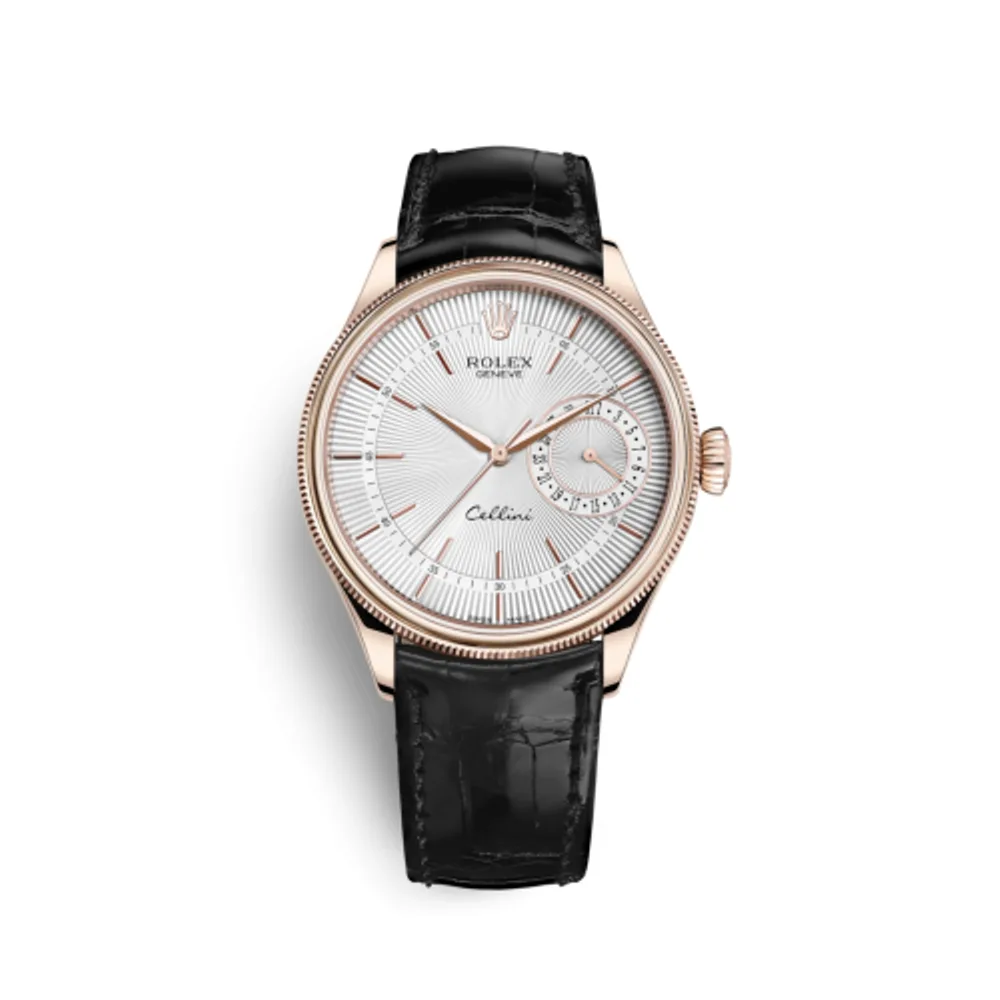 Rolex Cellini Date Everose / Silver / Alligator