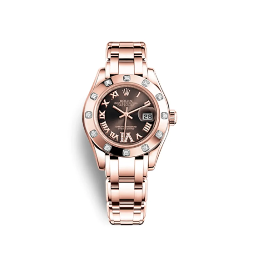 Rolex Datejust Pearlmaster 29 Everose Diamond / Chocolate Roman