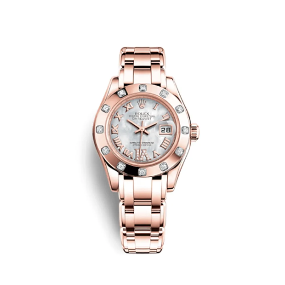 Rolex Datejust Pearlmaster 29 Everose 12 Diamond Mother of Pearl Roman