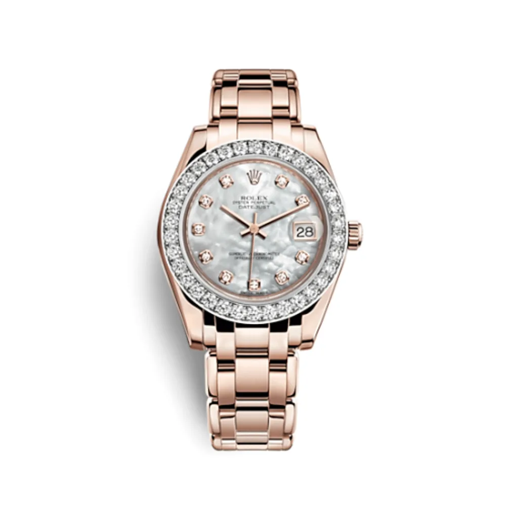 Rolex Datejust Pearlmaster 34 Everose Diamond Mother of Pearl Diamonds