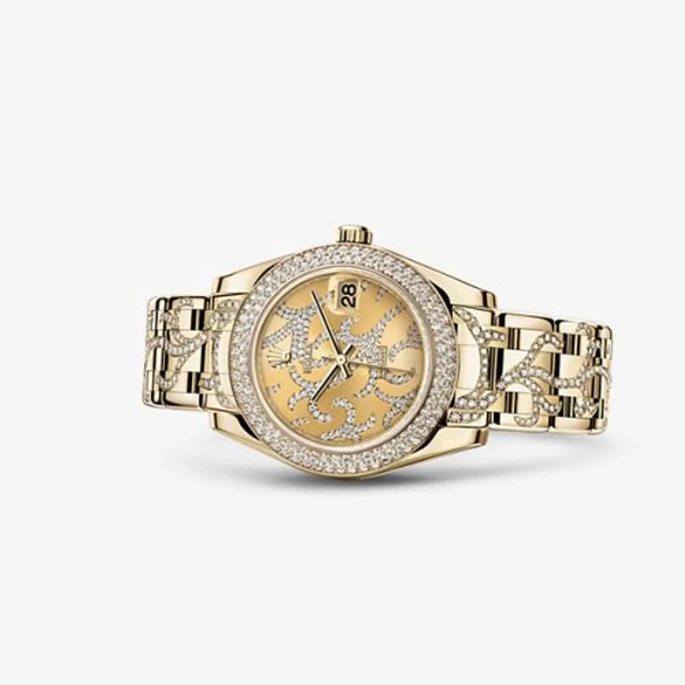 Rolex Datejust Pearlmaster 34 Yellow Gold Diamond Flammee