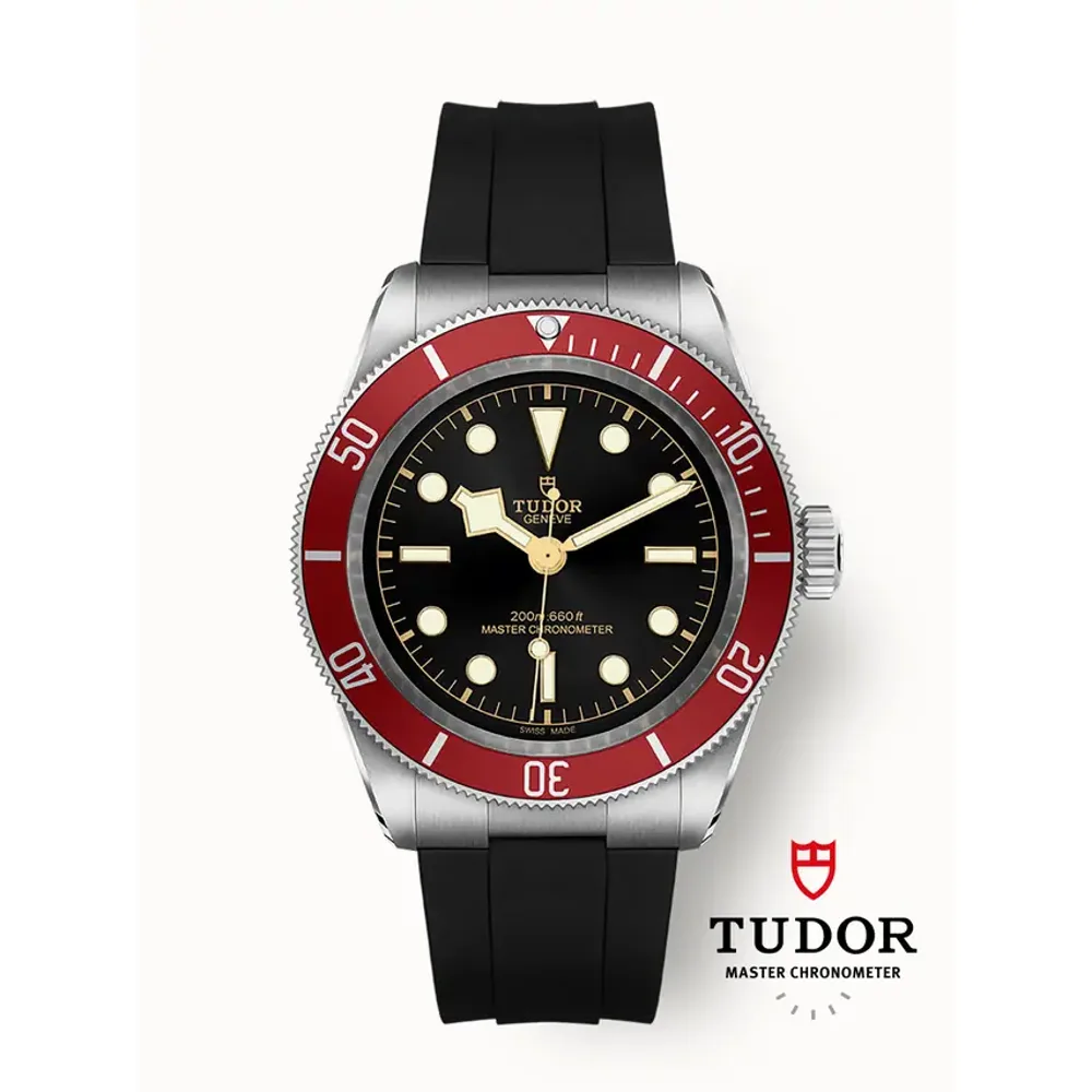 Tudor Black Bay, 41mm steel case, Black rubber strap